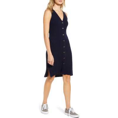 Madewell Button Front Tank Sweater Dress, Blue