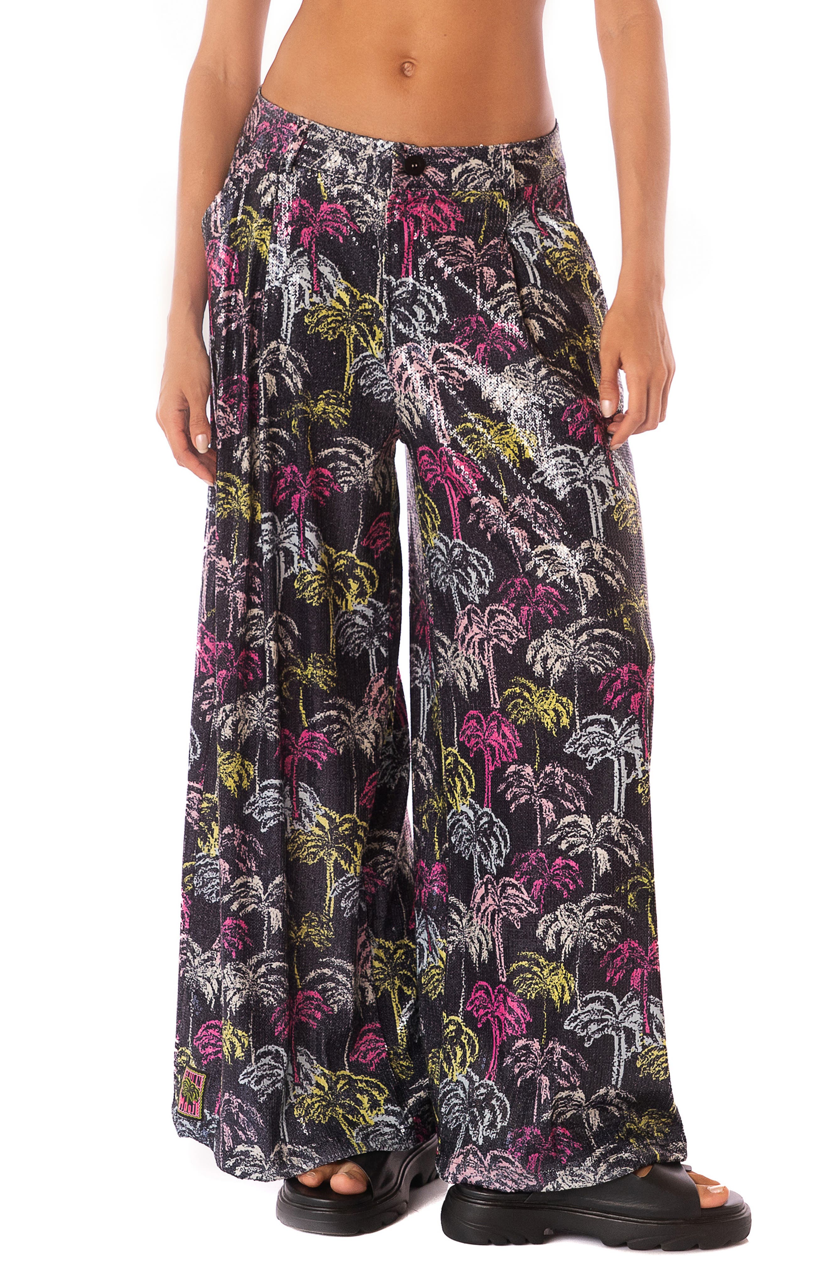 Maaji Neon Palmery Stella Cover-Up Pants in Black 
