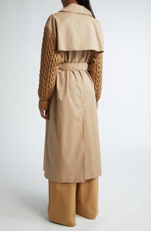 Shop Max Mara Cicladi Mixed Media Wool Blend Coat In Camel