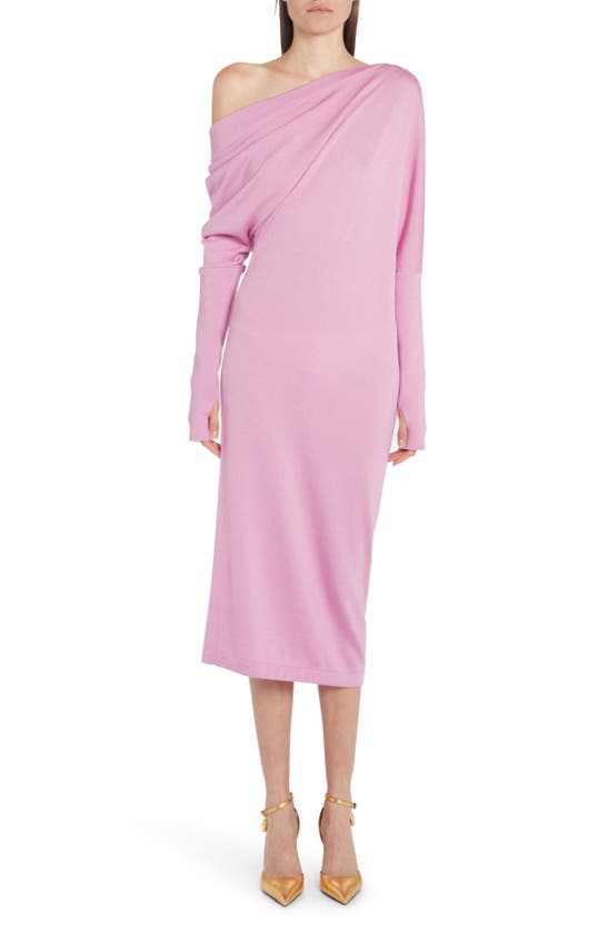 Tom Ford One-shoulder Cashmere And Silk-blend Midi Dress In Pink | ModeSens