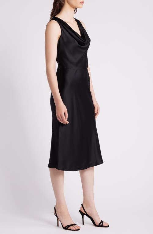 Shop Hugo Boss Boss Dawida Cowl Neck Satin Midi Dress In Black