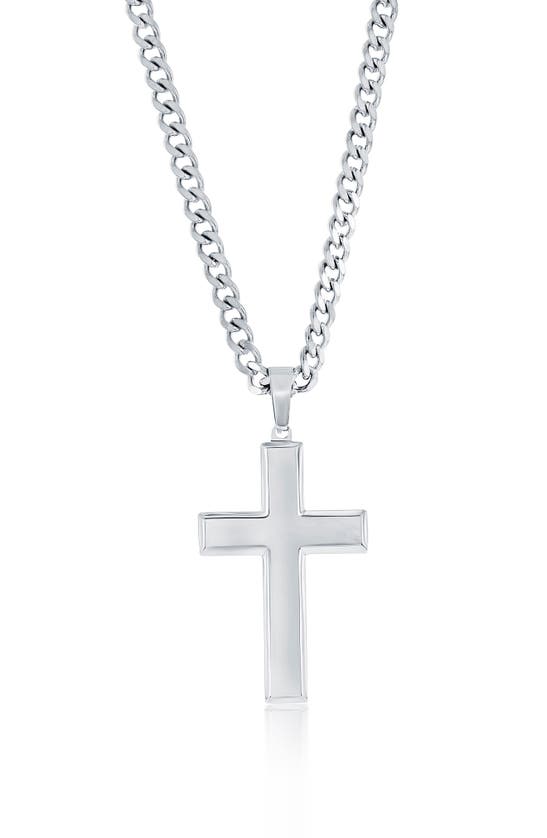 Blackjack Cross Pendant Necklace In Silver