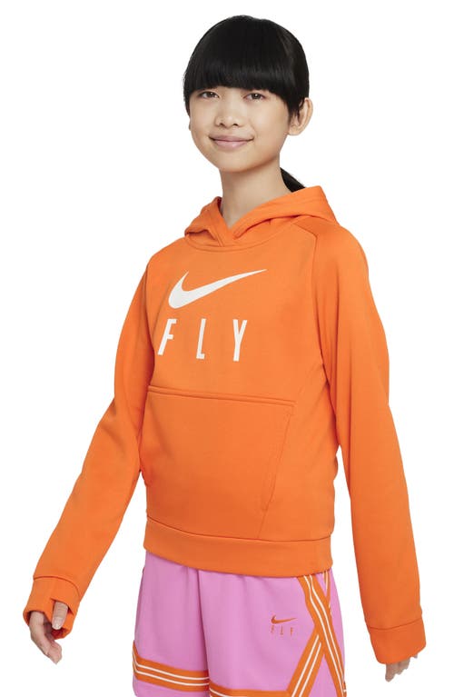 Nike Kids' Thema-FIT Basketball Hoodie Safety Orange/White at