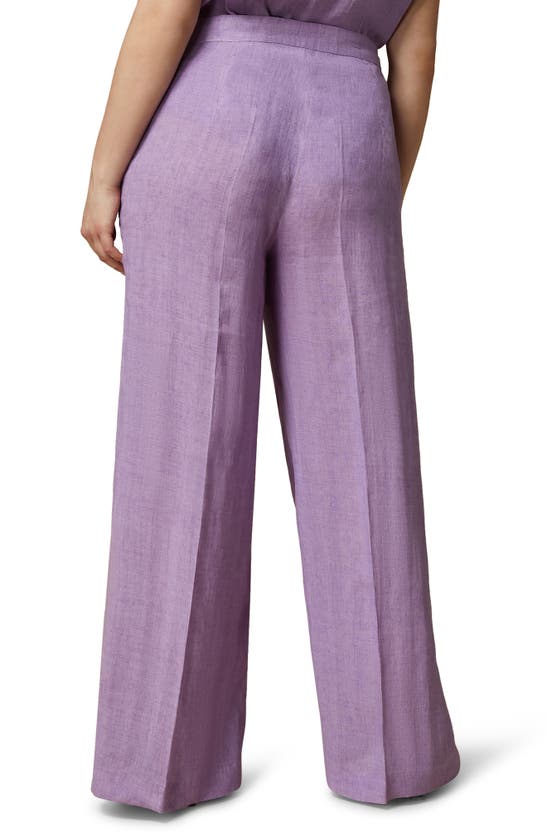 Shop Marina Rinaldi Euclide High Waist Linen Pants In Lilak