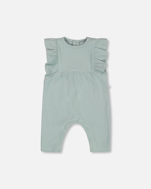 Deux Par Deux Baby Girl's Organic Cotton Ribbed Jumpsuit Sage Green at Nordstrom, Size 6M