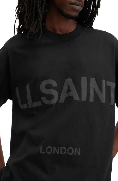 Allsaints Mens Jet Black Biggy Logo-print Relaxed-fit Organic-cotton T-shirt In Jet Black