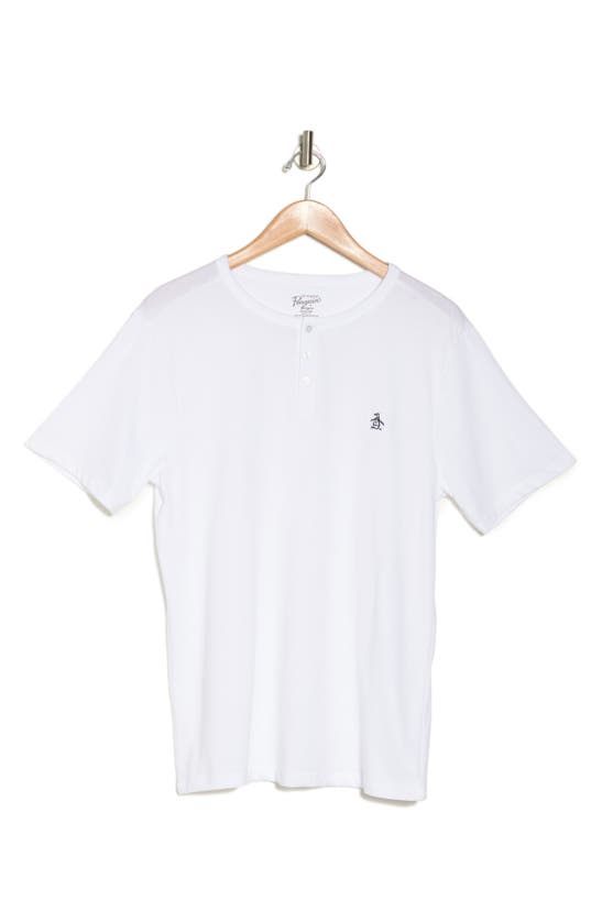 Shop Original Penguin Henley T-shirt In White
