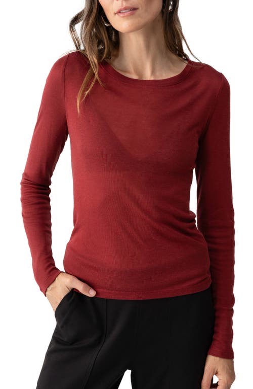 Shop Sanctuary Long Sleeve Lyocell & Wool T-shirt In Garnet