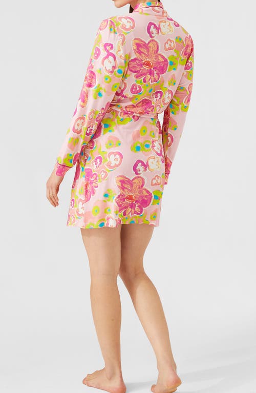 Shop Alivia Joey Print Robe In Floral Pond Pink