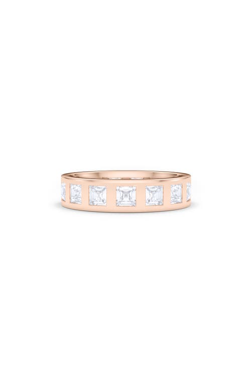 Men's Asscher Cut Lab Created Diamond In the Band Ring in 18K Rose Gold