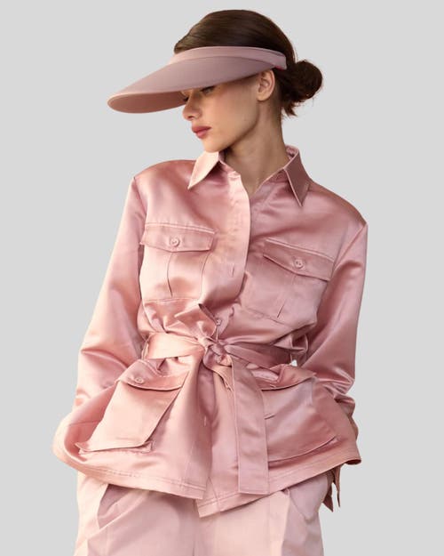 Cynthia Rowley Satin Safari Jacket In Pink