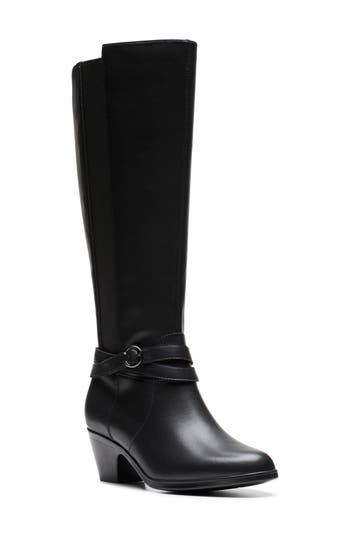 Clarks ® Emily2 Dream Knee High Boot In Black Leather