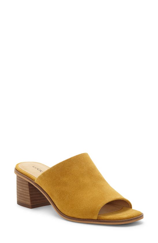 Lucky Brand Lutena Slide Sandal In Golden Yellow Suede