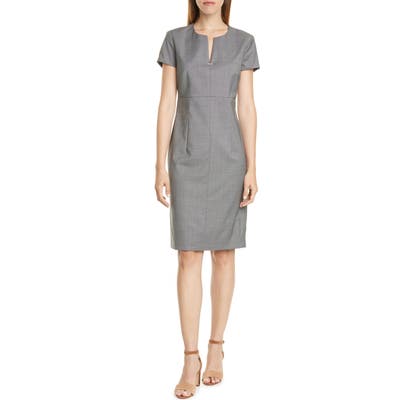 Boss Daedalus Microcheck Wool Sheath Dress