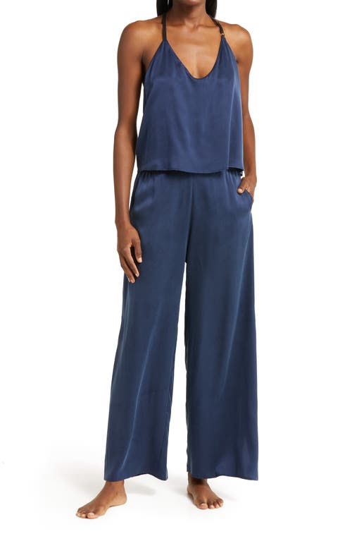 Lunya Washable Mulberry Silk Cami Pajamas in Deep Blue