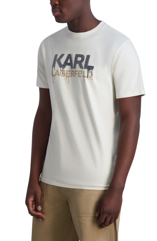 Shop Karl Lagerfeld Paris Drip Logo Graphic Print T-shirt In Natural