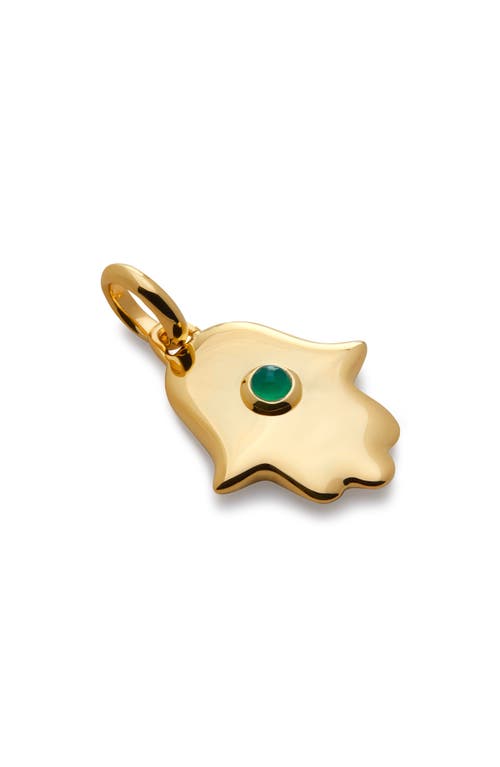 Monica Vinader Hamsa Pendant In 18ct Gold Vermeil/green Onyx