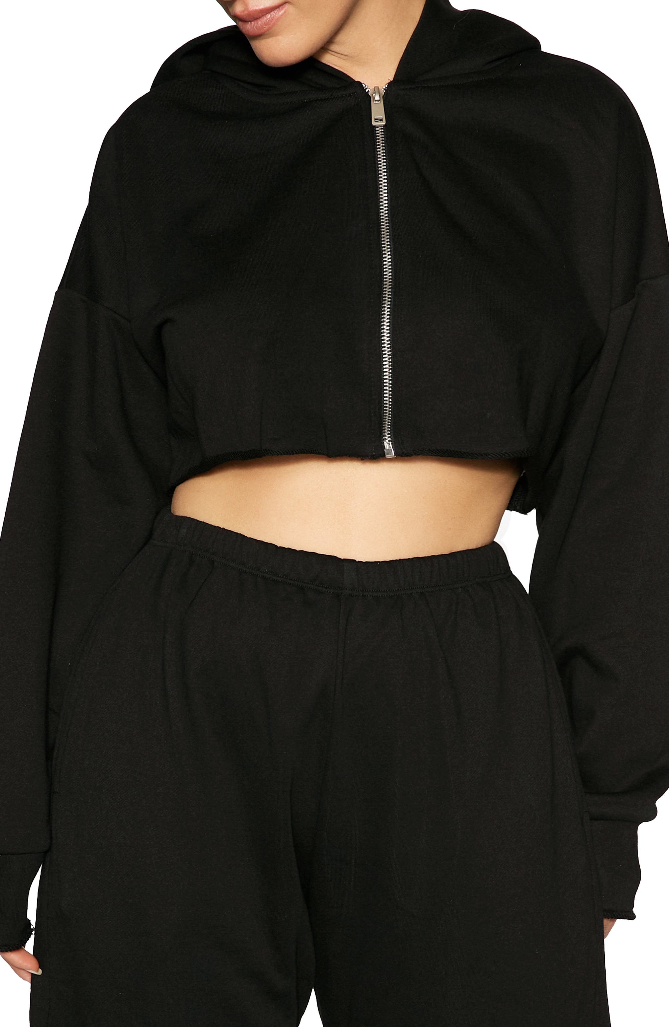 cropped full zip hoodie