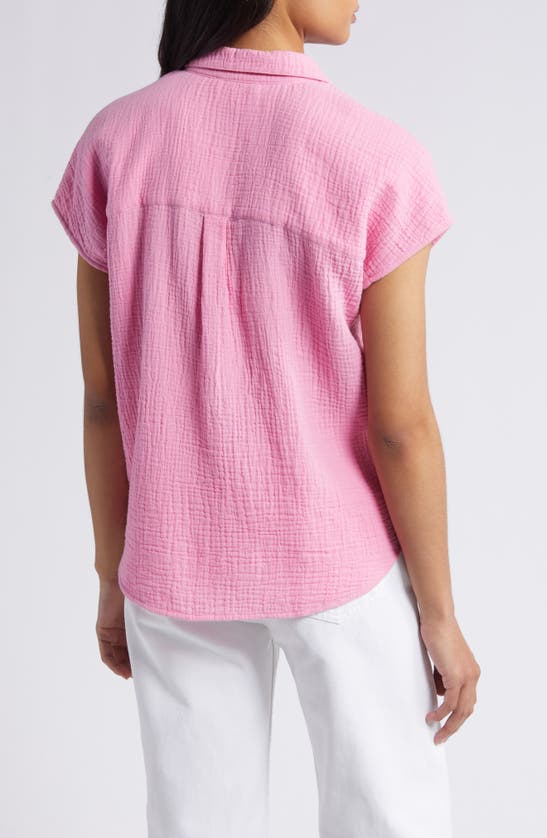 Shop Beachlunchlounge Amar Cotton Button-up Shirt In Wildrose