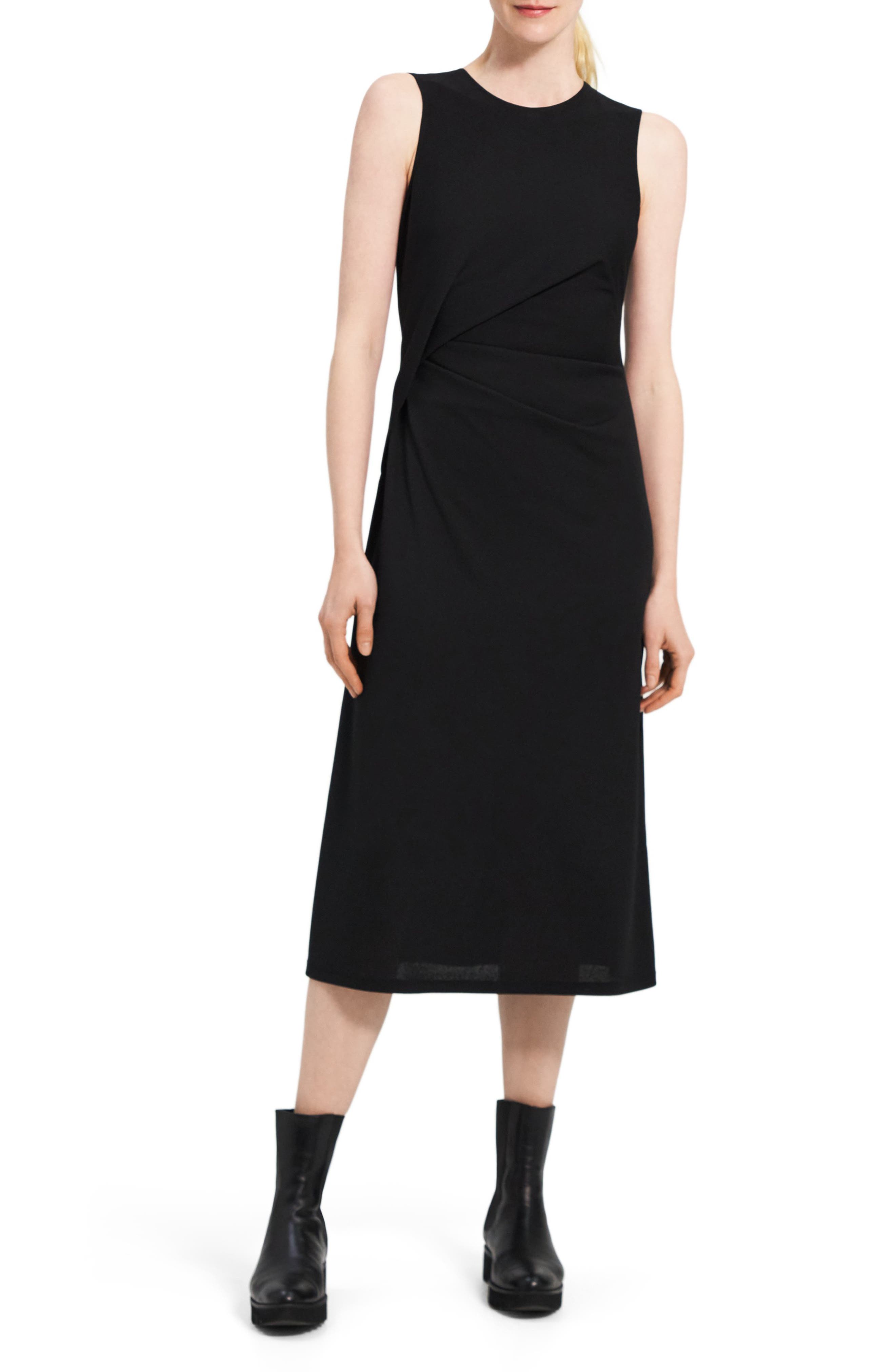 Theory Women's Drape Tuck Dress - Black - Size M