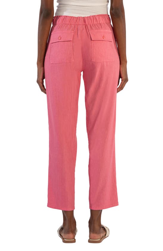 Shop Kut From The Kloth Rosalie Linen Blend Drawstring Ankle Pants In Pink Dawn