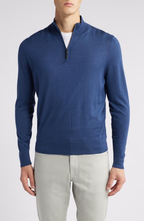 Shop Canali Quarter Zip Cashmere & Wool Blend Sweater In Blue