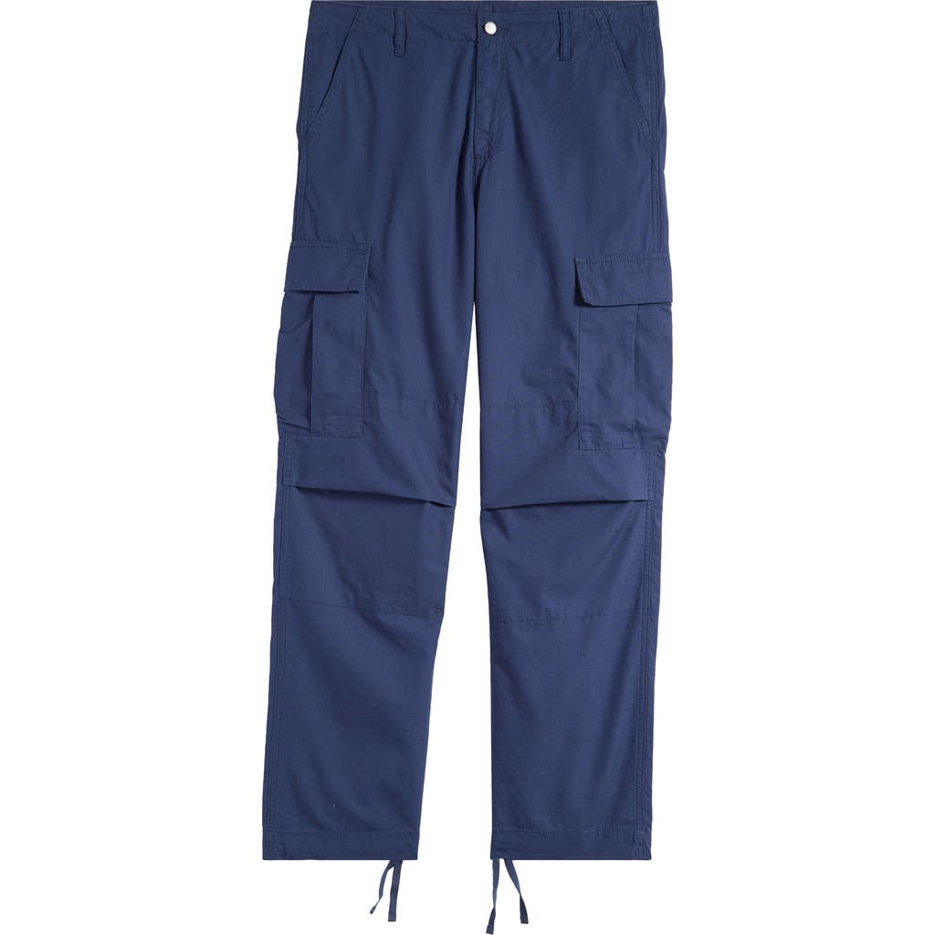 Carhartt Work In Progress Cotton Ripstop Cargo Pants In Air Force Blue Rinsed