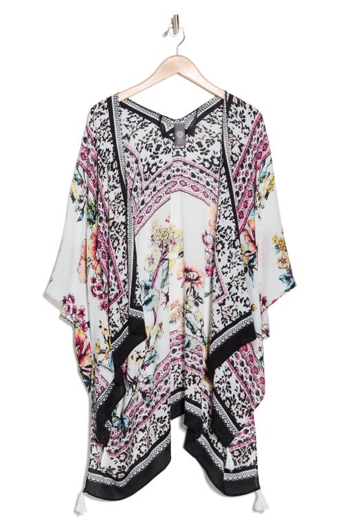 Vince Camuto Garden Bird Ruana In White Multi