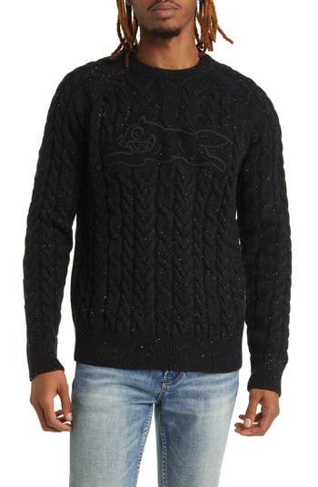 Shop Icecream Sprinkles Cable Crewneck Sweater In Black