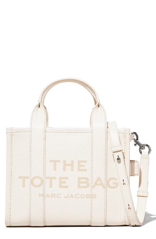 Shop Marc Jacobs The Leather Small Tote Bag In Cotton/silver