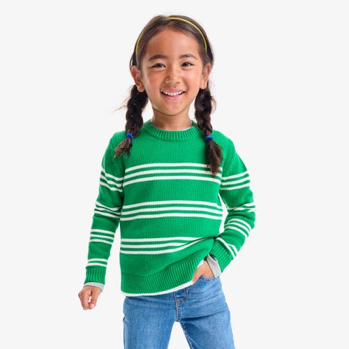 Primary Crewneck Sweater In Stripe In Green Apple Ivory Stripe