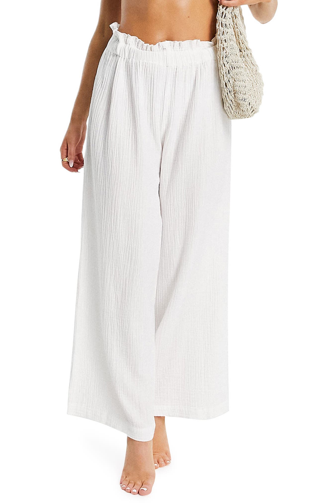 Women's White Straight-Leg Pants 