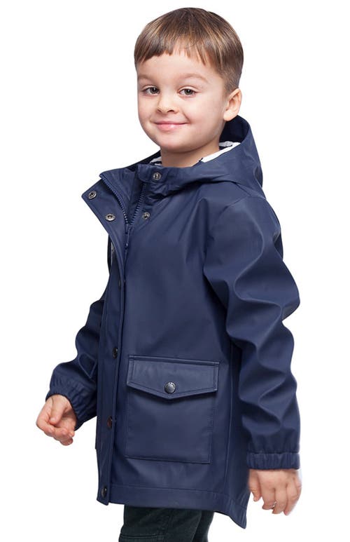 Shop Rokka&rolla Kids' Waterproof Rain Coat Rubberized Jacket In Peacoat Navy