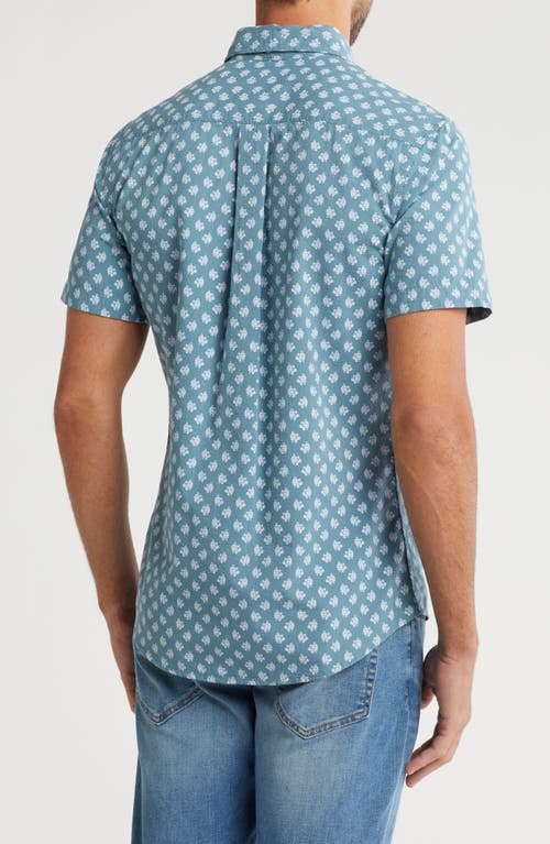 14th & Union Seersucker Short Sleeve Lace Foulard Button-up Shirt In Blue Smoke Lace Foulard