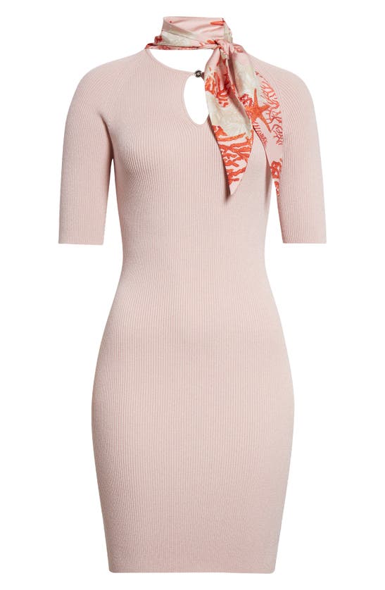 Shop Versace Holiday Twilly Cutout Rib Dress In Dusty Rose