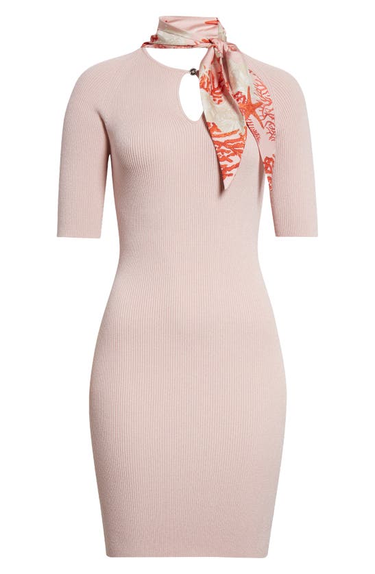 Shop Versace Holiday Cutout Rib Dress In Dusty Rose