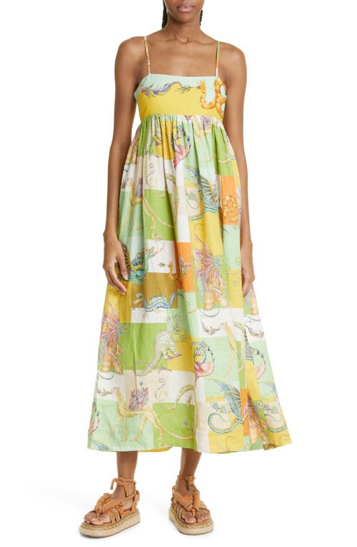 ALEMAIS Jerome A-Line Recycled Polyester Sundress in Green Multi