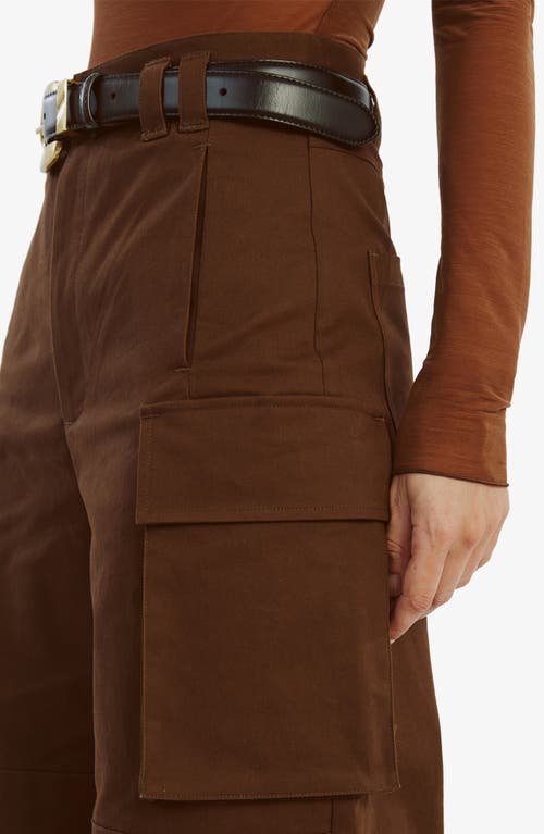 Shop Bardot Tybi High Waist Wide Leg Cargo Pants In Chocolate