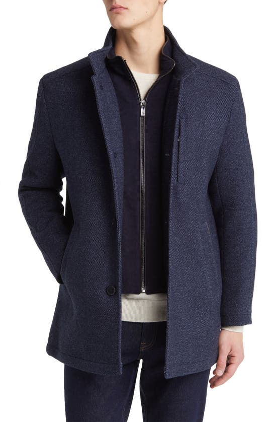JOHNSTON & MURPHY JOHNSTON & MURPHY UPTON BIB INSERT WOOL BLEND CAR COAT