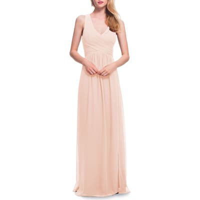 #levkoff Back Cutout Chiffon Gown, Pink