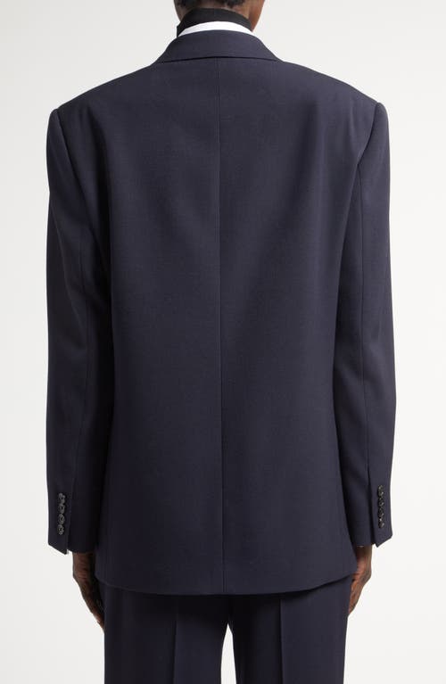 Shop The Row Sandon Double Breasted Virgin Wool Blazer In Dark Navy