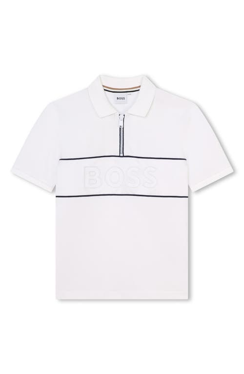 BOSS Kidswear Kids' Mini Me Piped Cotton Polo in White at Nordstrom, Size 8 Y