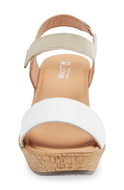 Naot Summer Platform Wedge Sandal In Soft White/soft Ivory Leather