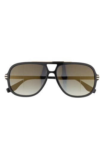 The Marc Jacobs 59mm Gradient Aviator Sunglasses In Black/grey Gold