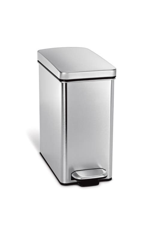 simplehuman 10L Stainless Steel Slim Step Trash Can in Brushed at Nordstrom