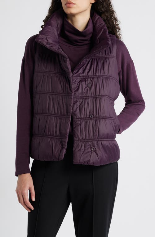 Shop Eileen Fisher Ruched High Collar Vest In Violet