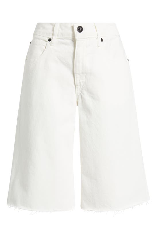 Shop Slvrlake Mica Frayed Hem Denim Bermuda Shorts In White