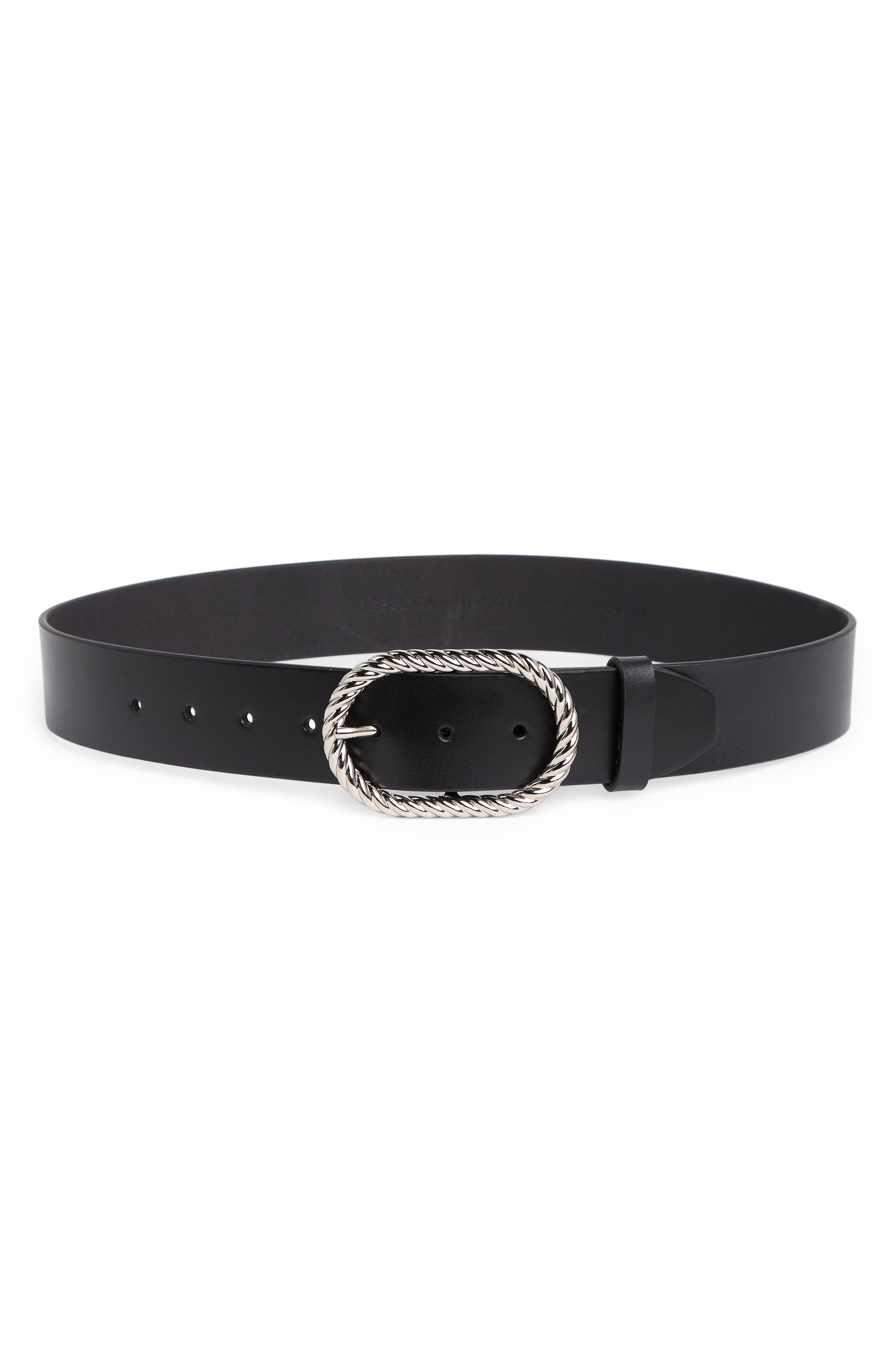 Rebecca Minkoff Leather Belt in Black at Nordstrom, Size Small