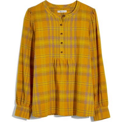 Madewell Flannel Leysfield Popover Shirt, Yellow