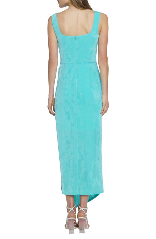 Shop Donna Morgan For Maggy Asymmetric O-ring Sleeveless Maxi Dress In Turquoise